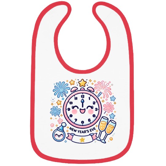 Celebrate New Year's Eve, Fun Clock and Fireworks Bibs