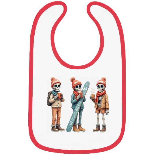 Cozy Winter Skeletons | Snowboard & Coffee Bibs