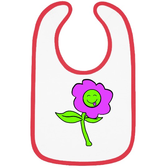 Purple Flower Spring Summer Nature Funny Face Fun Bibs