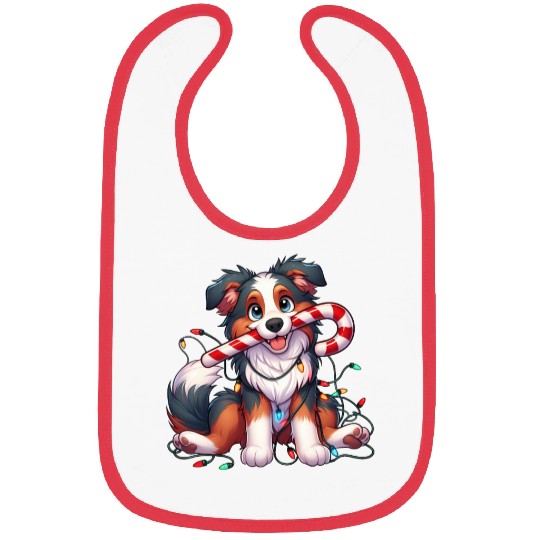 Christmas Dog Australian Shepard Lights Bibs