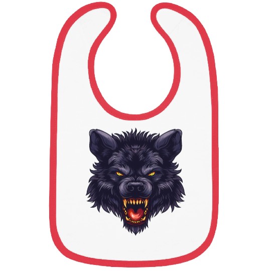 dark wolf face Bibs