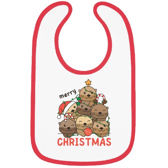 Otter Christmas Tree Merry Christmas Bibs