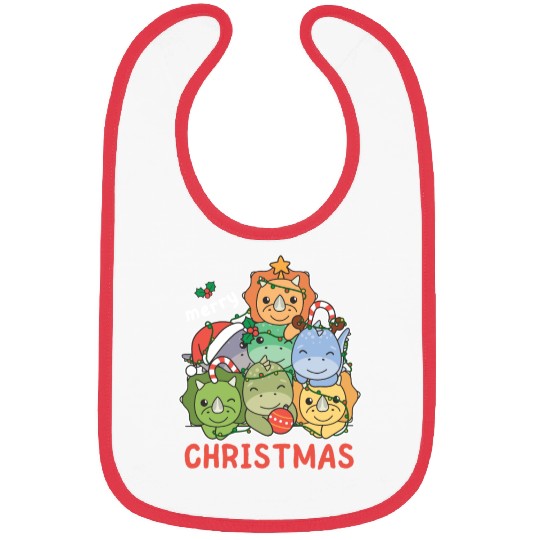 Dinosaur Christmas Tree Merry Christmas Bibs