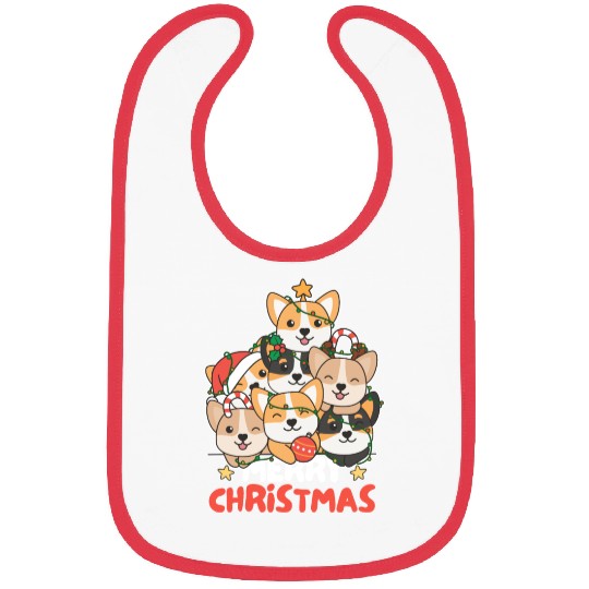 Corgi Christmas Tree Merry Christmas Bibs