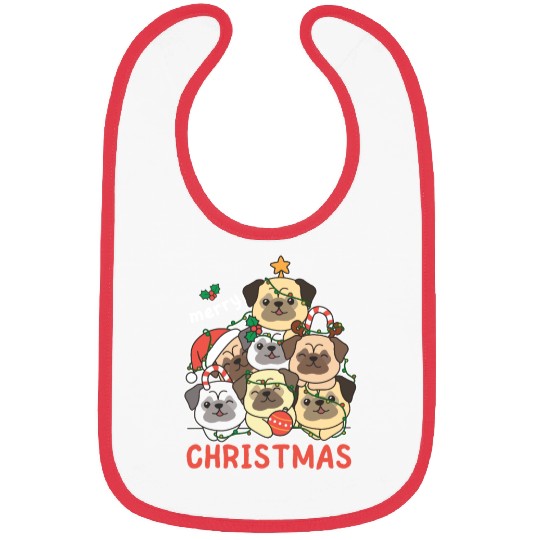 Pug Christmas Tree Merry Christmas Bibs