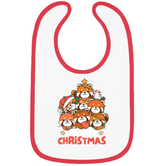 Red Panda Christmas Tree Merry Christmas Bibs