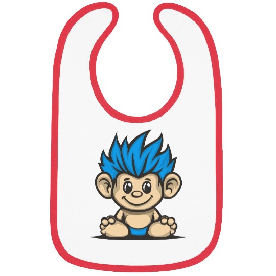 Blue Haired Cute Chibi Monkey Bibs
