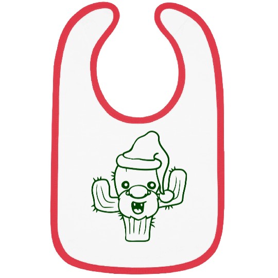 Cactus Santa Claus Funny Face Christmas Cool Cacti Bibs