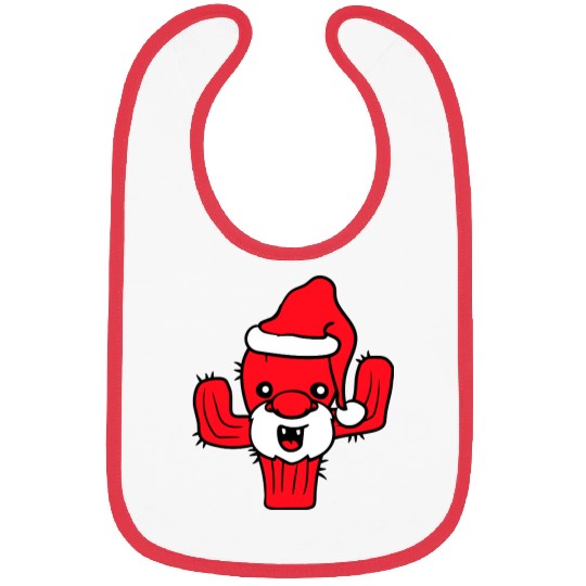 Cactus Santa Claus Funny Face Christmas Cool Cacti Bibs