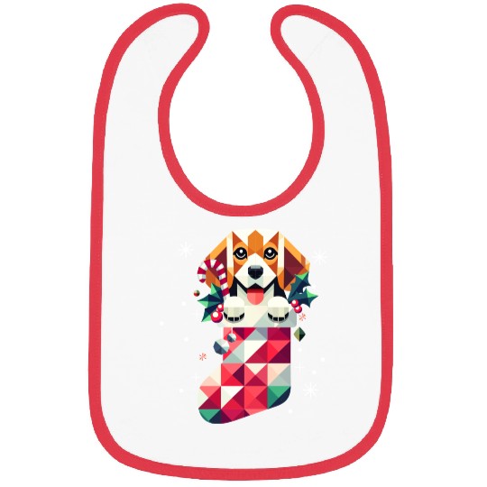 Beagle in a colorful Christmas stocking Bibs