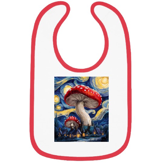 Starry Night Mushroom Surreal Dreamscape nature Bibs