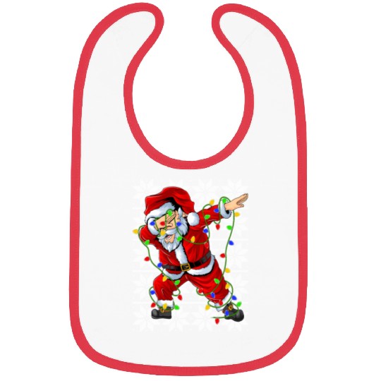 Dabbing Santa Christmas Lights Bibs