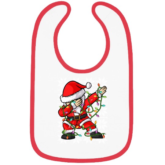 Santa Dabbing Christmas Lights Bibs