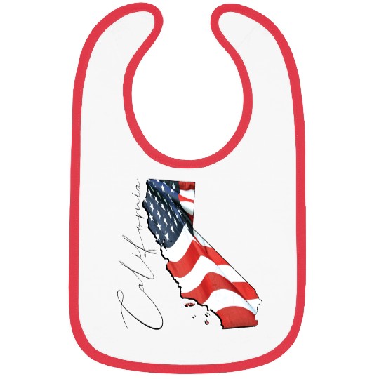 USA Flag in California State Map CA Bibs