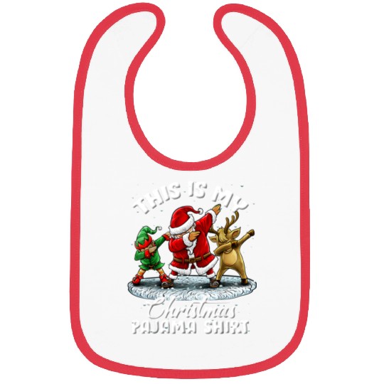 This Is My Christmas Pajama Dabbing Santa Elf Bibs