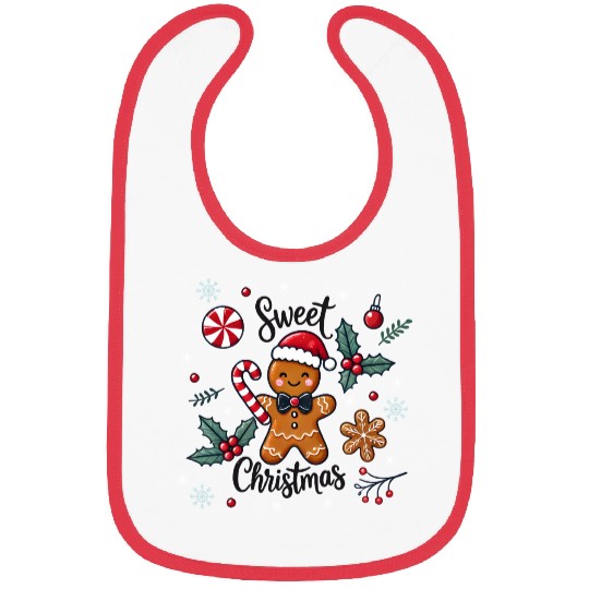 Happy gingerbread man with candy cane Bibs