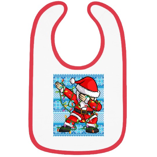 Dabbing Santa Christmas Lights Bibs