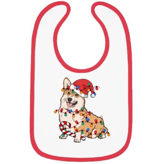 Corgi Santa Christmas Lights Xmas Dog Lover Bibs