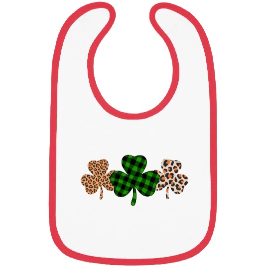 St Patricks Day Lucky Irish Green Plaid Shamrock Bibs