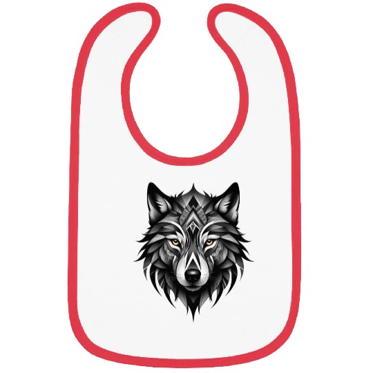 Black and White Geometric Wolf Bibs