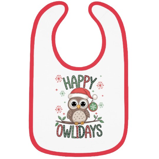 Happy Owlidays Funny Christmas Holidays Owl Lover Bibs