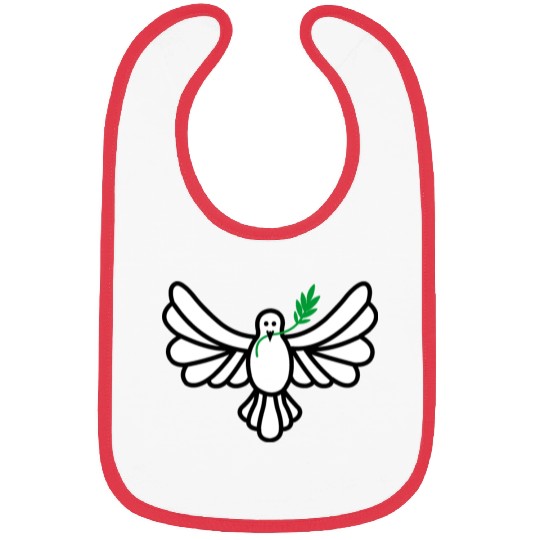 White dove green branch Bibs