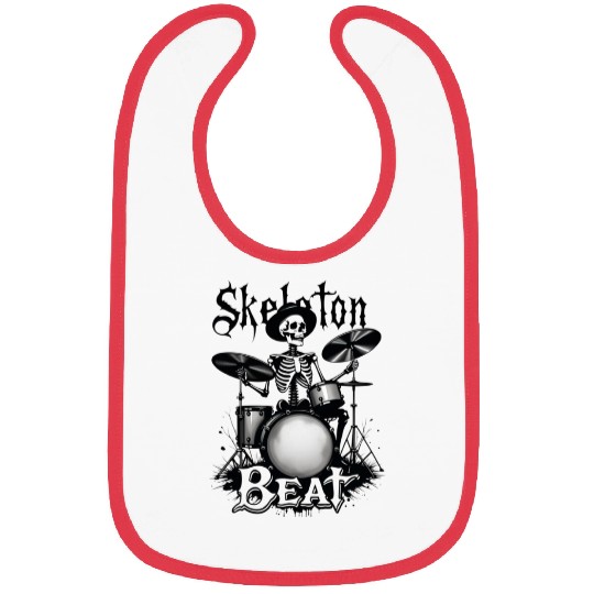 Skeleton Beat: Funny Cowboy Skeleton Playing Drums Bibs