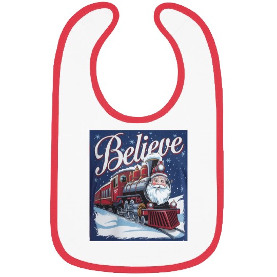 Believe Train North Pole Xmas Santa Claus Christma Bibs