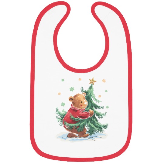 Cute Bear with Christmas Tree Bibs