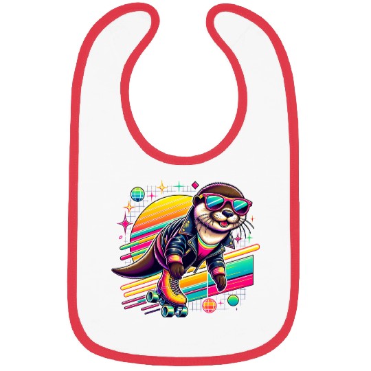 Retro Roller Skating Otter Adventure Bibs