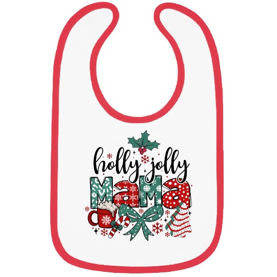 Holly Jolly Mama Coquette Bow Christmas Bibs