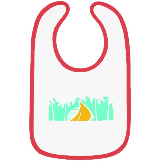 Ship Sun Palm Trees South Sea Evening Cool Sunset Bibs