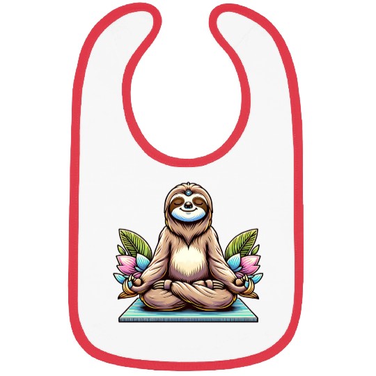Meditative Sloth with Lotus Flowers Tranquility Bibs