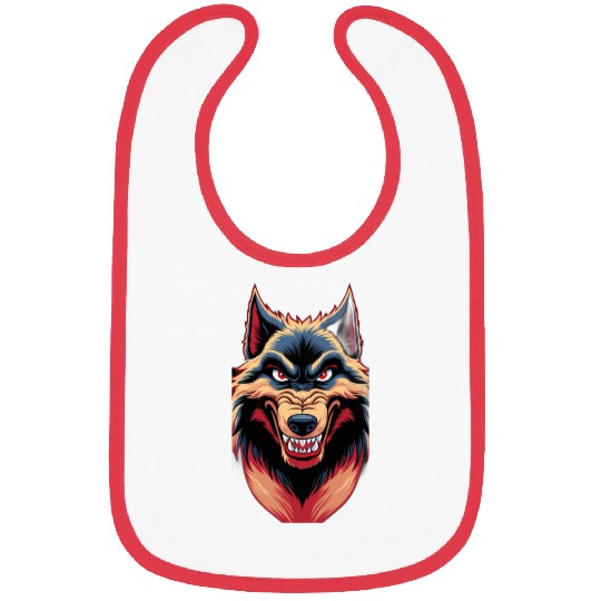 Fierce Wolf Head Illustration - Bold and Intimidat Bibs