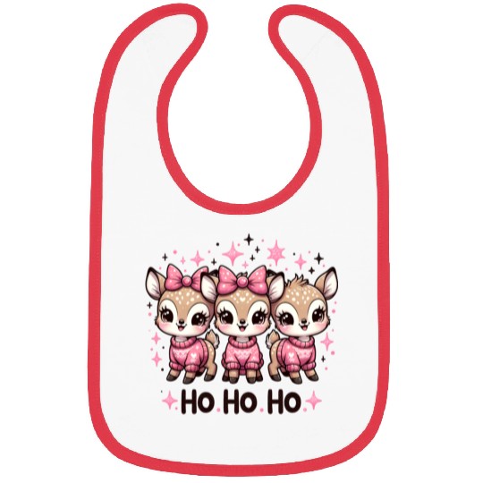 Ho Ho Ho Christmas Cute Baby Deer Bibs
