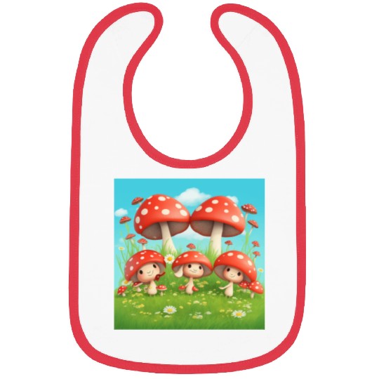 Mushrooms in Grass - Enchanting Nature-Inspired Bibs