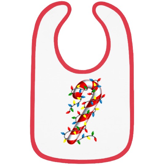 Candy Cane Merry and Bright Christmas Lights Candy Bibs