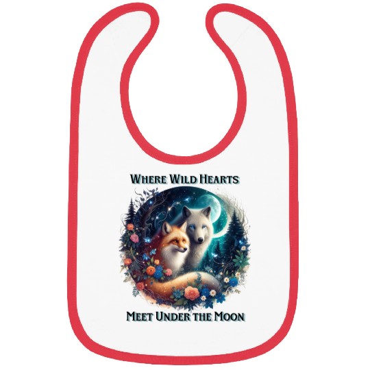 Fox and Wolf Meet Under the Moon Bibs