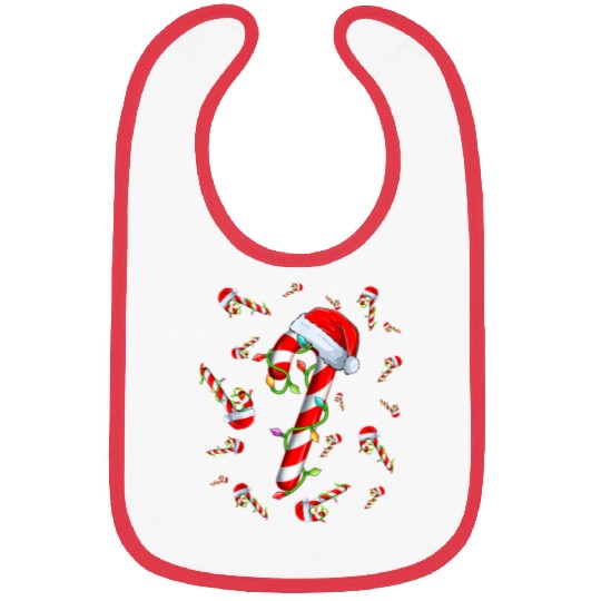 Candy Cane Merry and Bright Red and White Candy Bibs