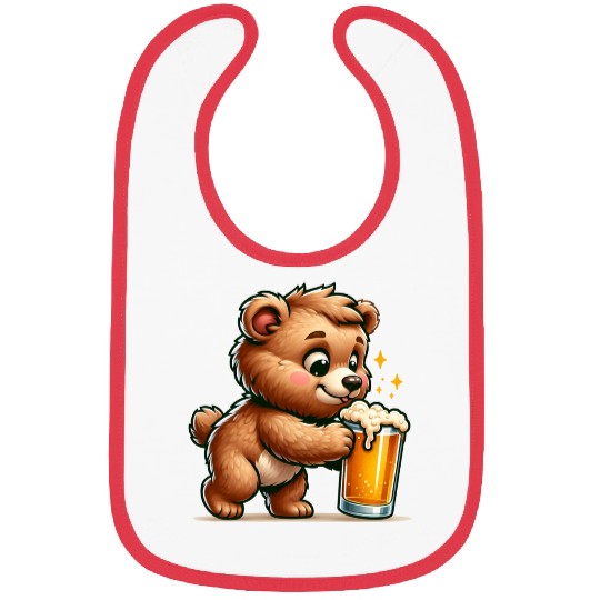 Cute Bear Drinking Beer Bibs