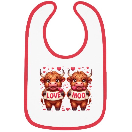 Cute cartoon valentines highland cow Bibs
