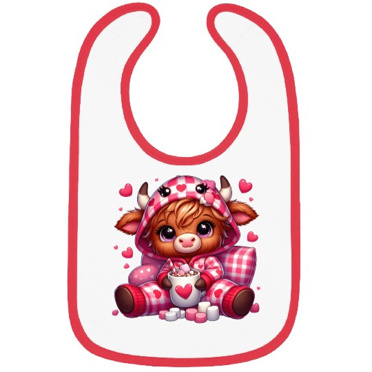 Cute cartoon valentines highland cow Bibs