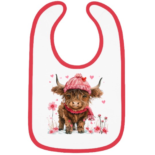 Cute Highland Cow Valentines Day Bibs