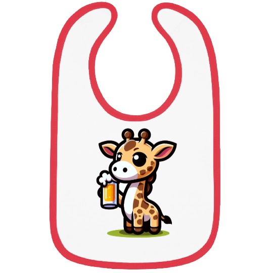 Cute Giraffe Drinking Beer Bibs