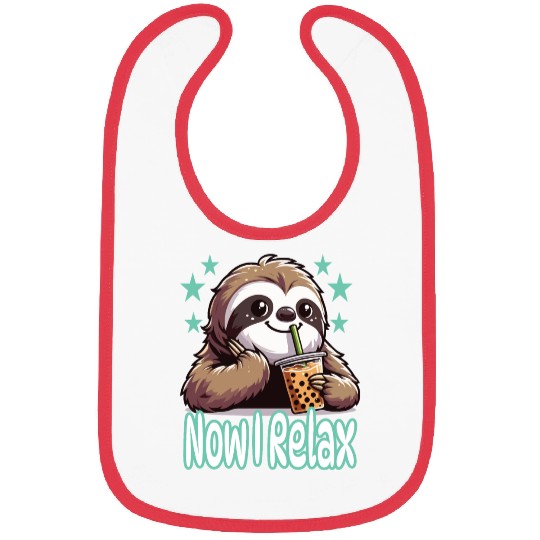 funny quote gift idea bubble tea boba sloth design Bibs