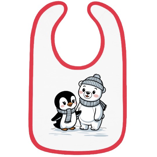 Penguin and Polar Bear Friends Bibs