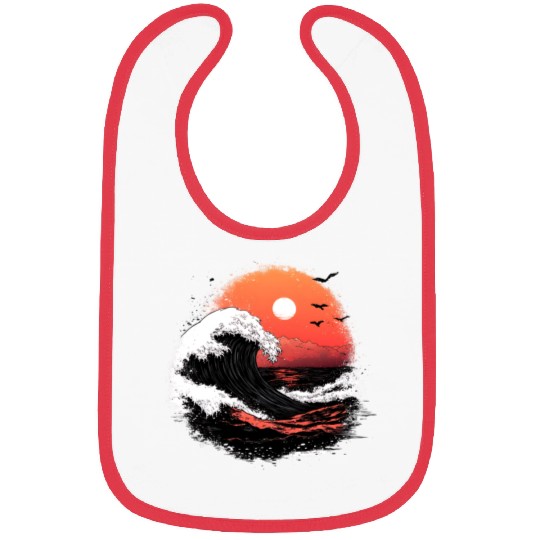 Distressed Wave and Sun Bibs