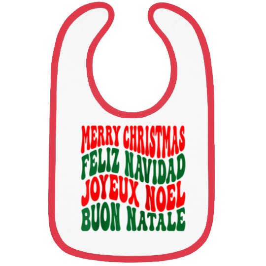 Merry christmas feliz navidad joyeux noel Bibs