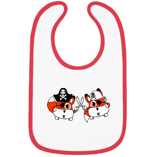 Two Little Cute Pirate Foxes Eye Patch Sabre Duel Bibs