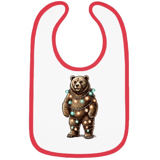 Funny Bear Wrapped With Fairy Lights Bibs